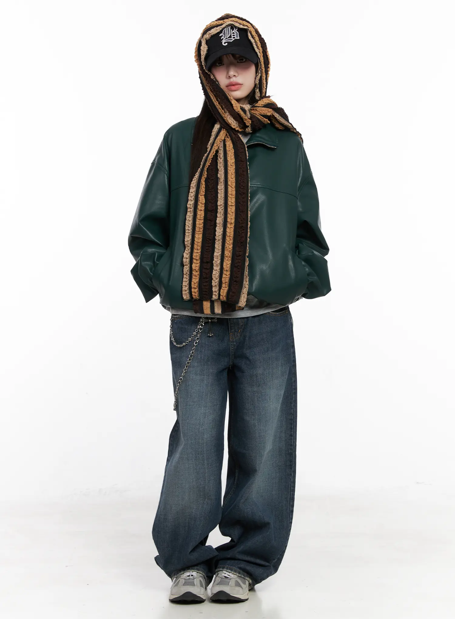 Oversized Faux-Leather Jacket CN511 - Image 5
