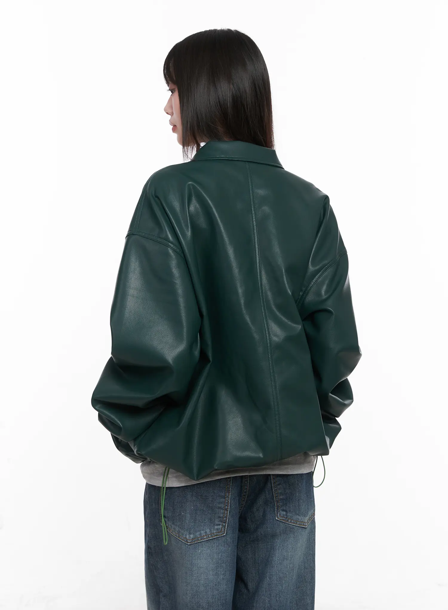Oversized Faux-Leather Jacket CN511 - Image 9