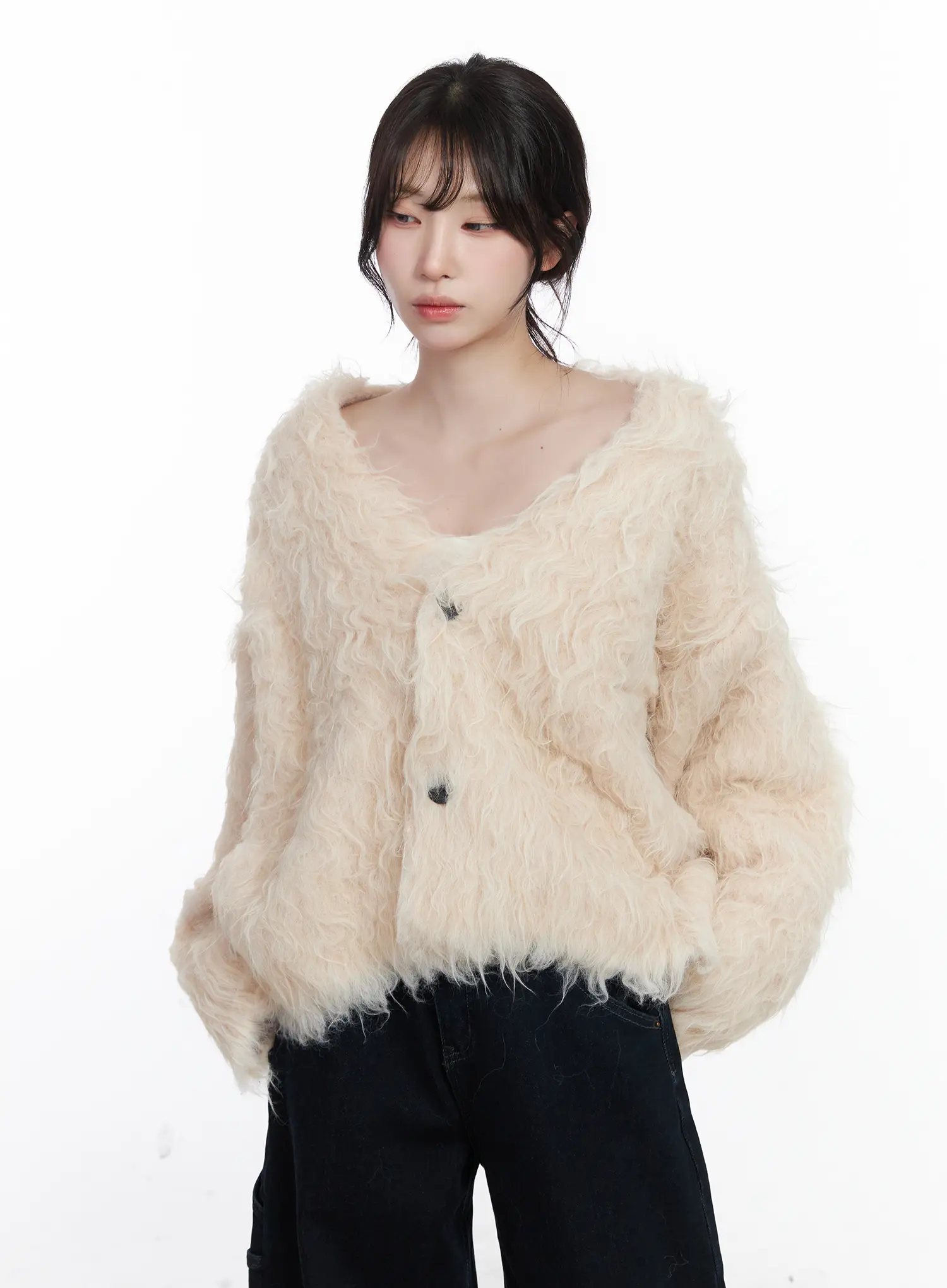 Oversized Fuzzy Wool Cardigan CJ526 - Image 10