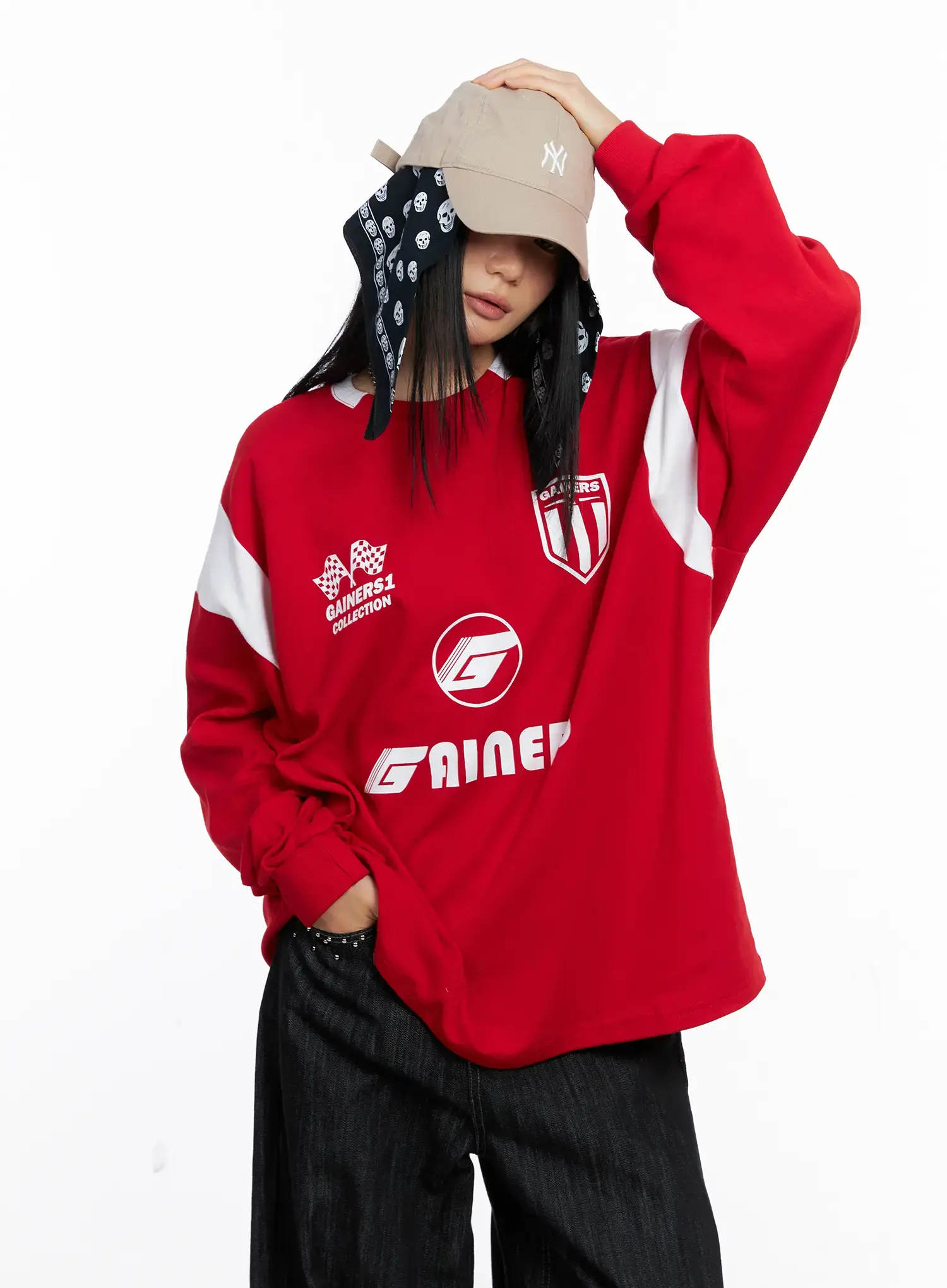 Oversized Graphic Jersey Sweatshirt CS509 - Image 11
