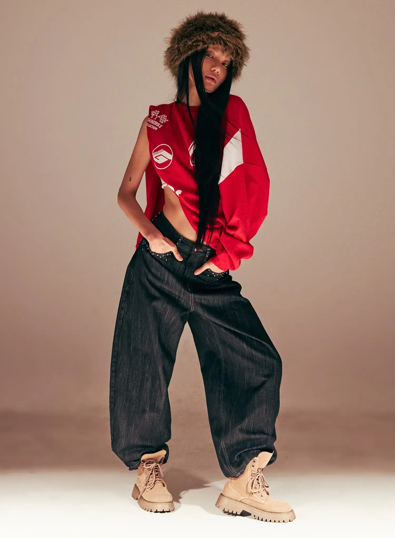Oversized Graphic Jersey Sweatshirt CS509 - Image 3