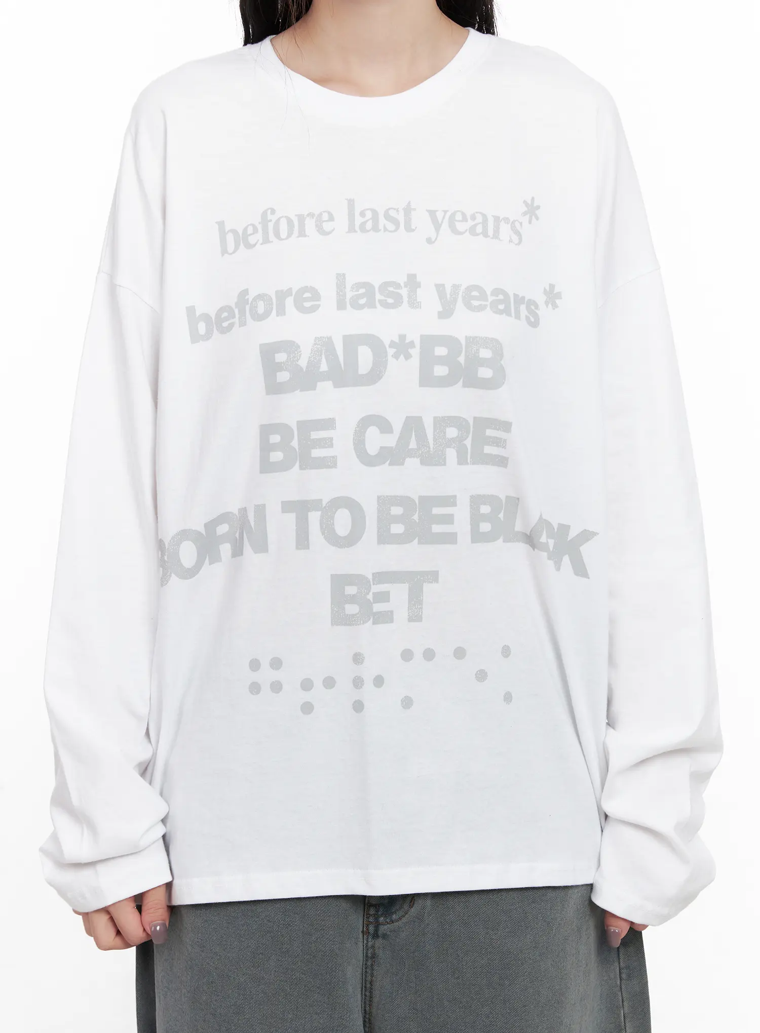 Oversized Graphic Long Sleeve Shirt CN512 - Image 9