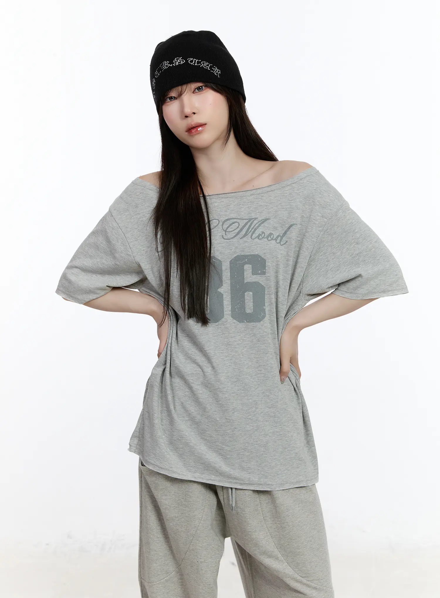 Oversized Graphic One-Shoulder T-Shirt CA502 - Image 10