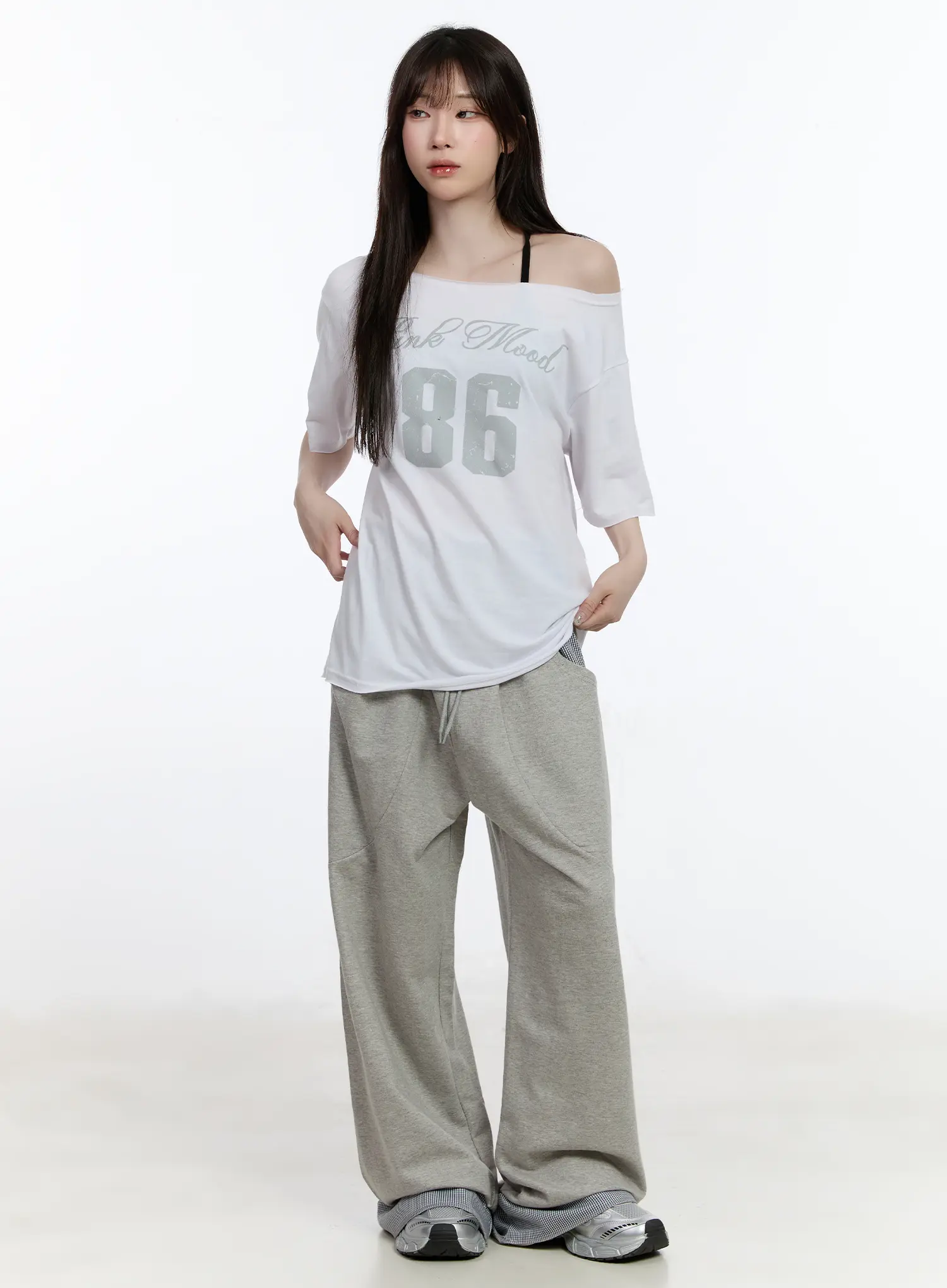 Oversized Graphic One-Shoulder T-Shirt CA502 - Image 3
