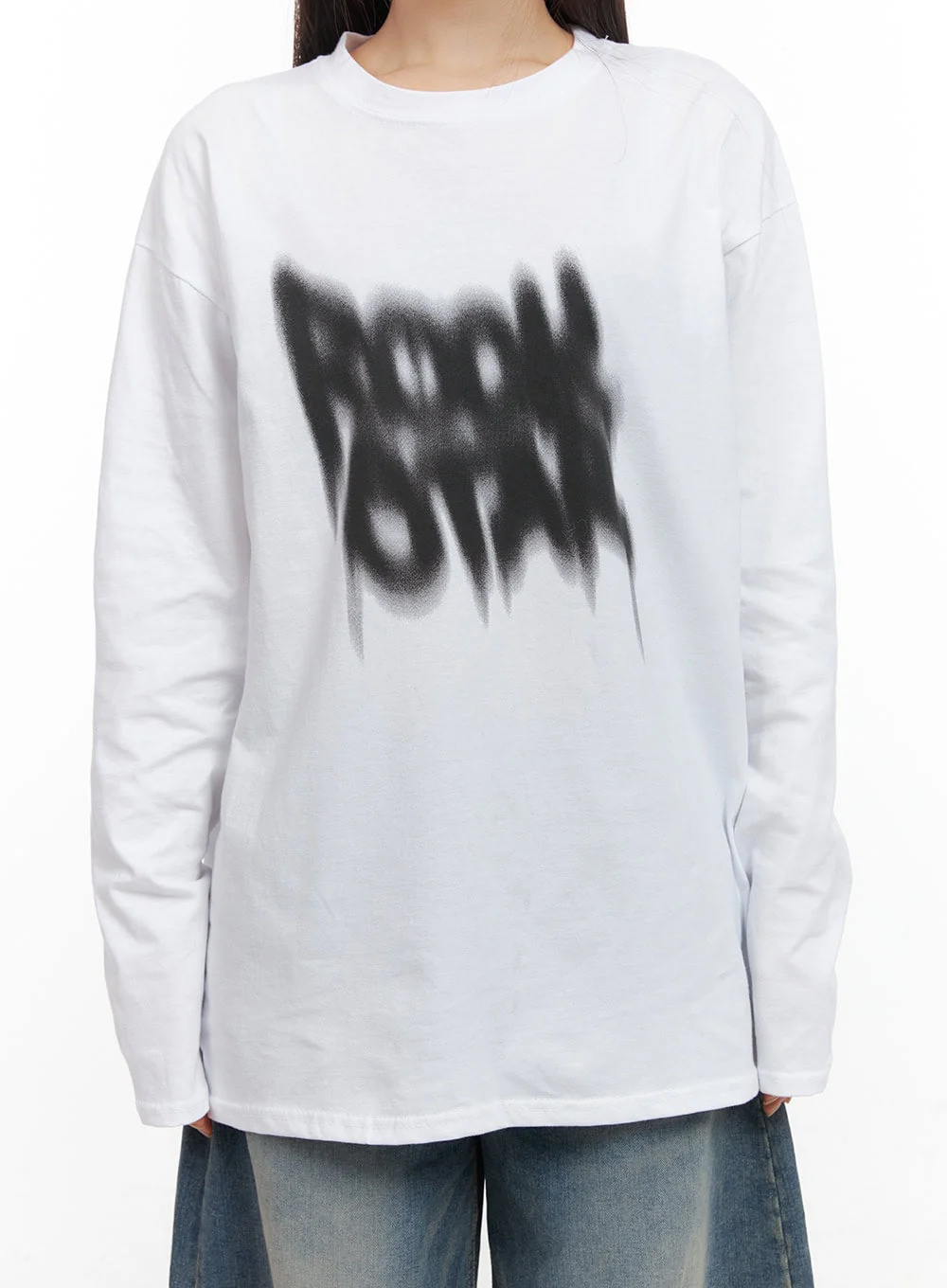 Oversized Graphic Print Long Sleeve Tee CD411 - Image 8