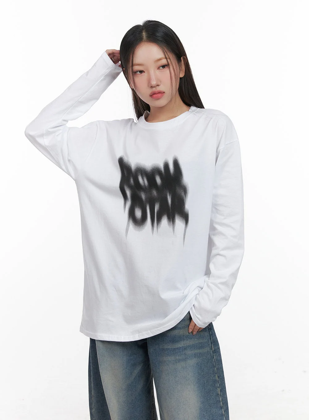 Oversized Graphic Print Long Sleeve Tee CD411 - Image 9