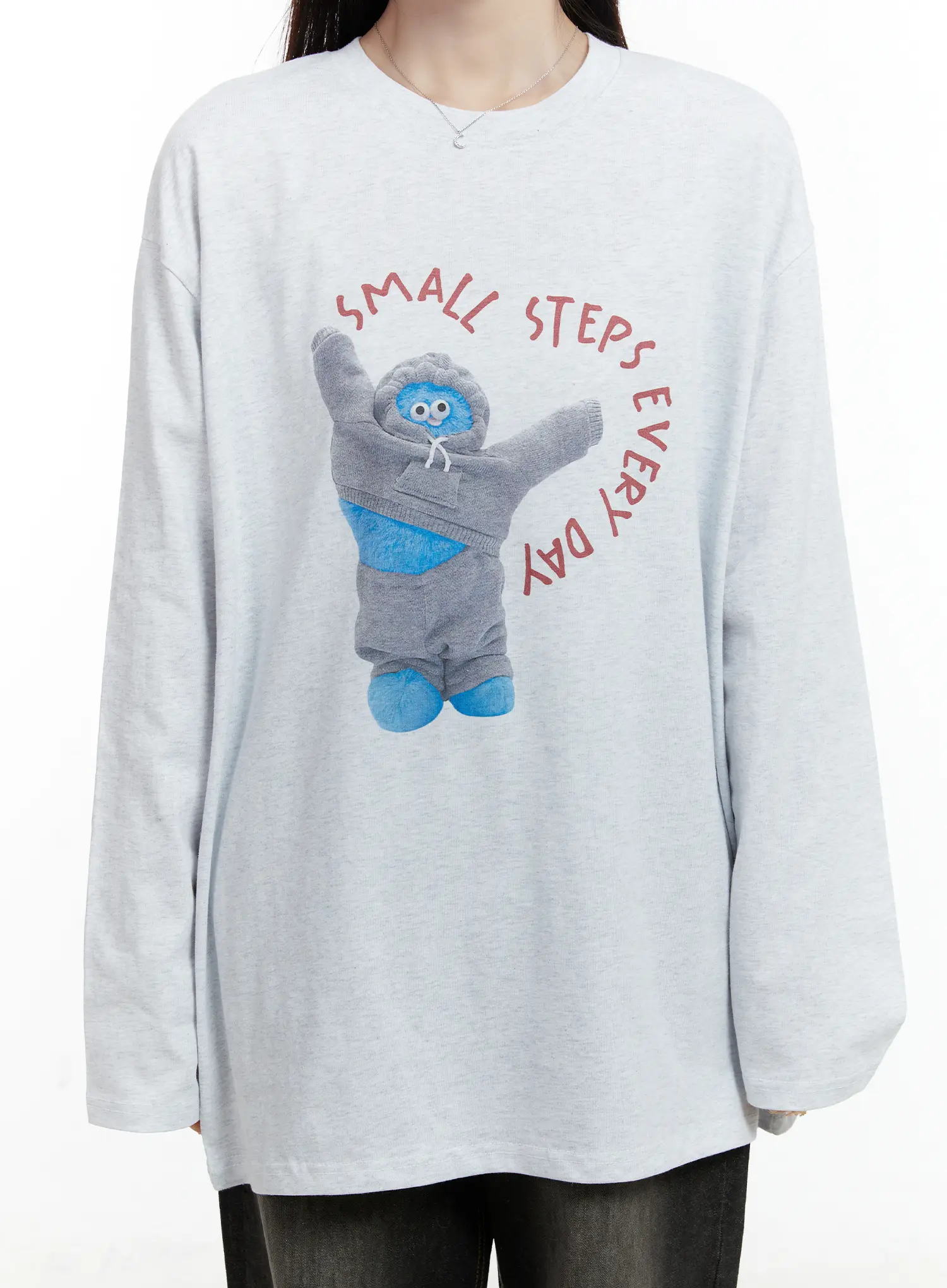 Oversized Graphic Print Long Sleeve Tee CD523 - Image 4