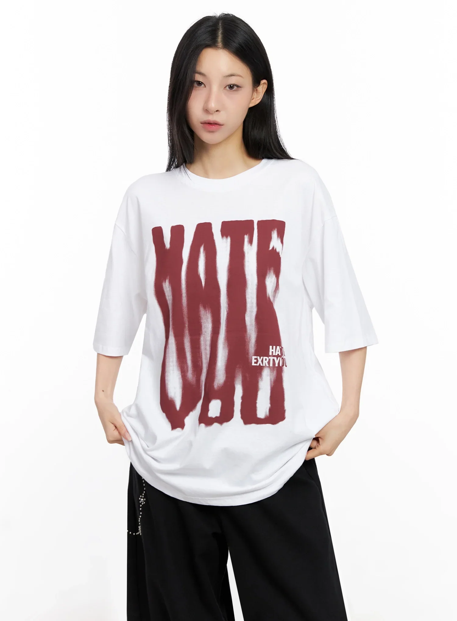 Oversized Graphic Print Tee IG508 - Image 2