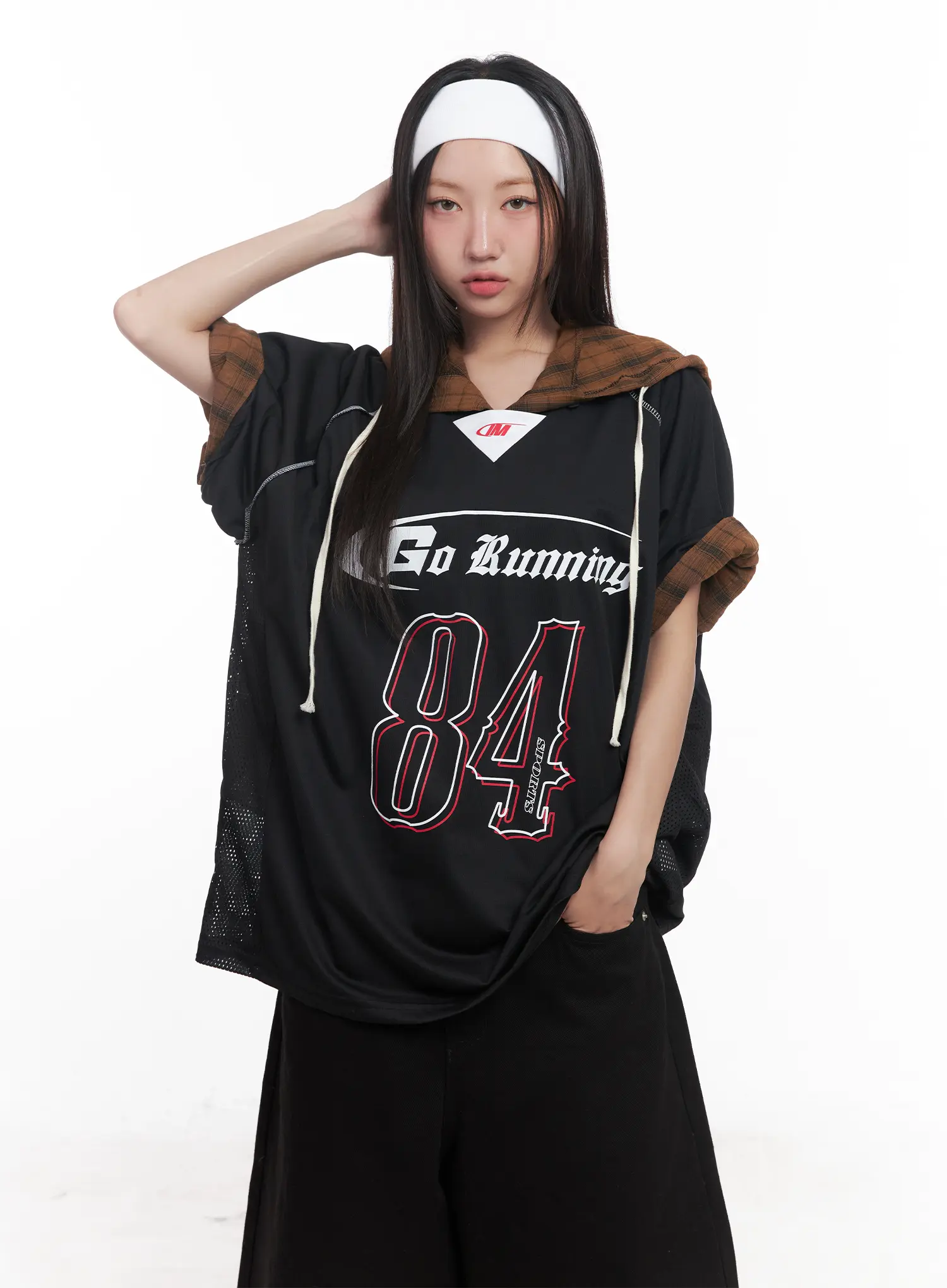 Oversized Graphic V-Neck Jersey CU517 - Image 12