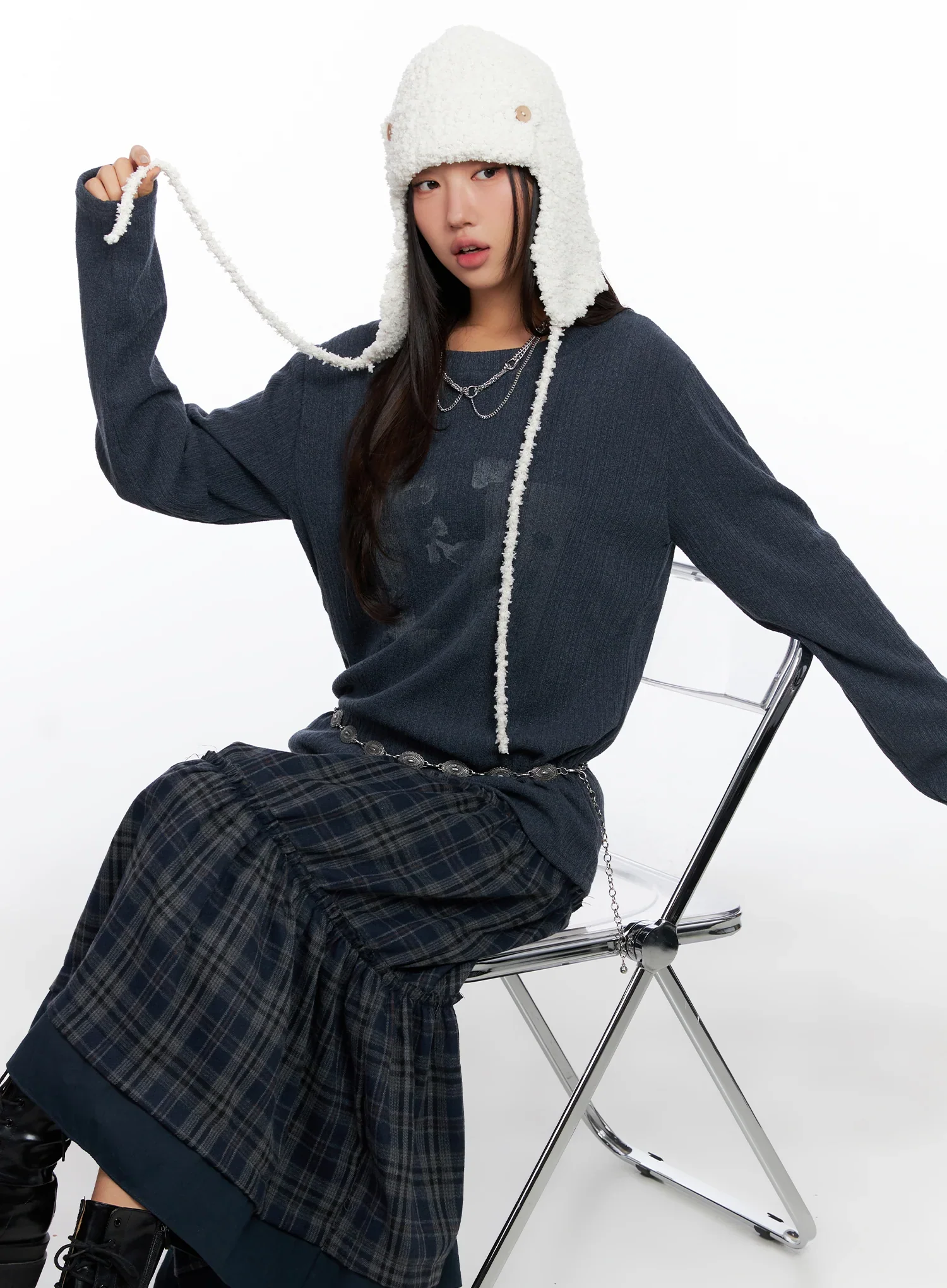 Oversized Ribbed Knit Long Sleeve Top CO515 - Image 7