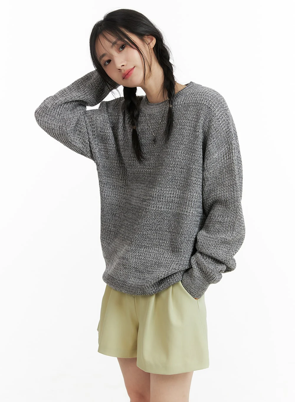 Oversized Solid Knit Sweater OM411 - Image 3