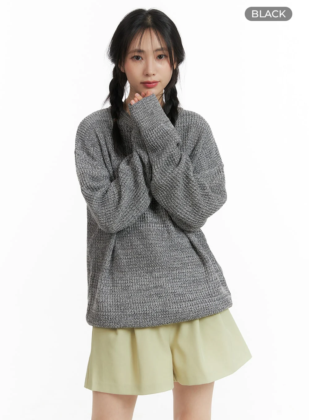 Oversized Solid Knit Sweater OM411 - Image 6