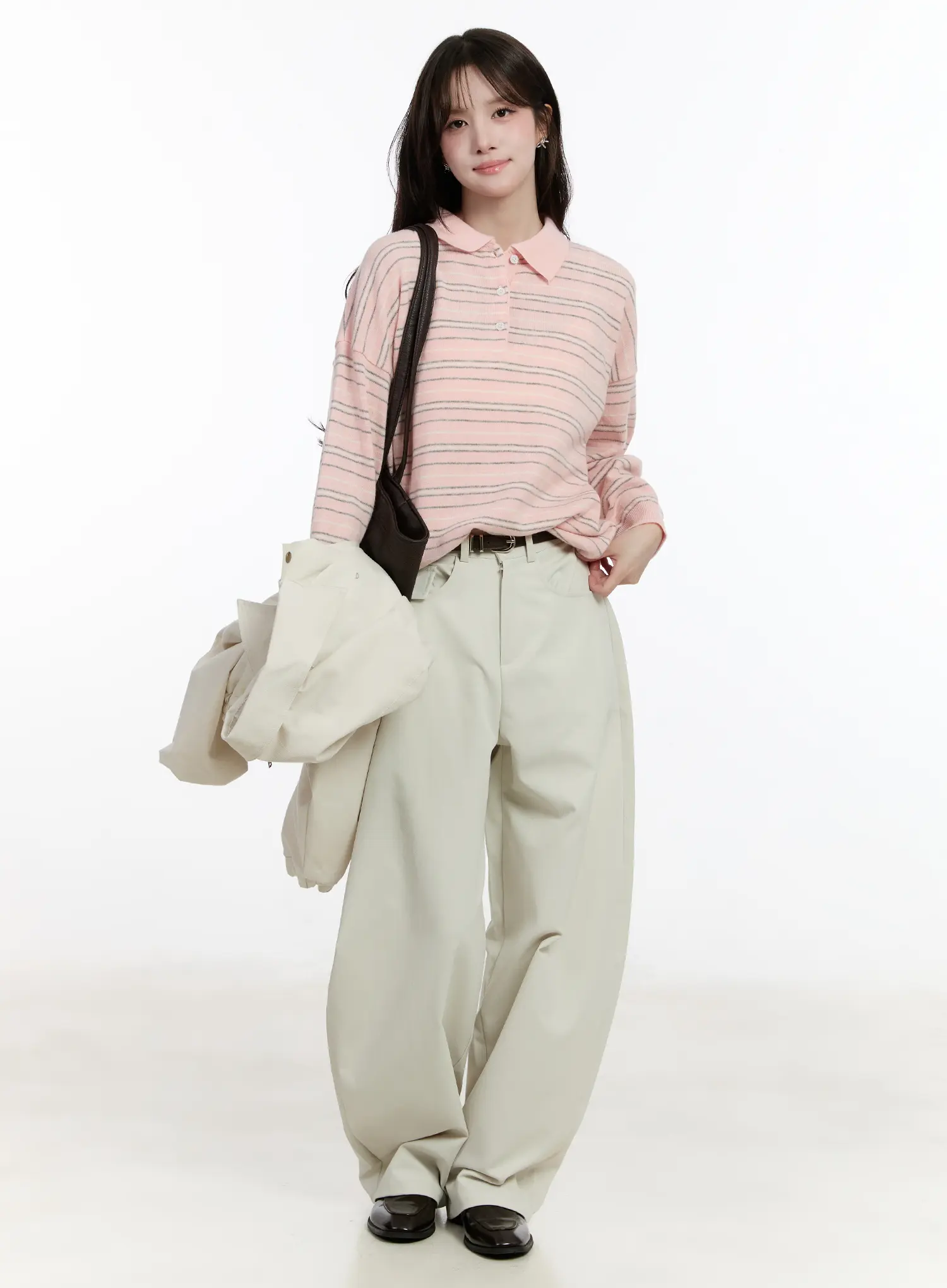 Oversized Striped Collar Knit Top CM510 - Image 3