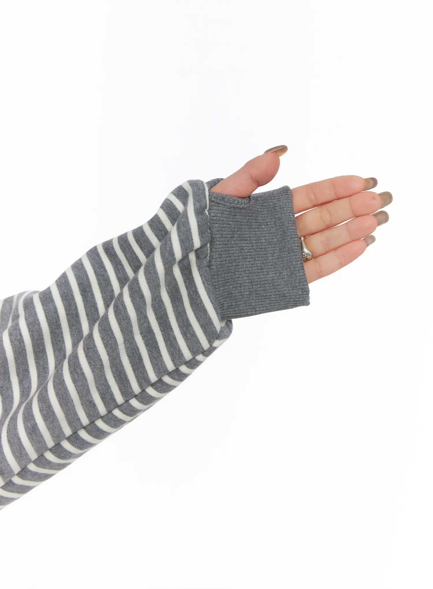 Oversized Striped Fleece Hoodie CD505 - Image 6