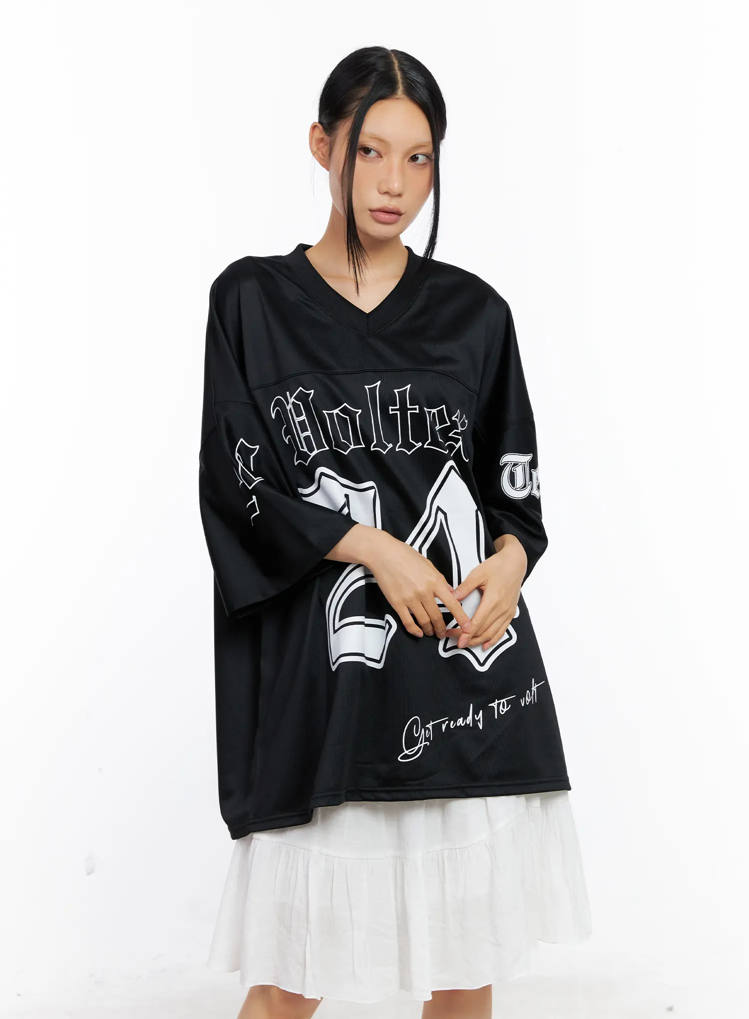 Oversized V-Neck Graphic Tee CL529 - Image 14