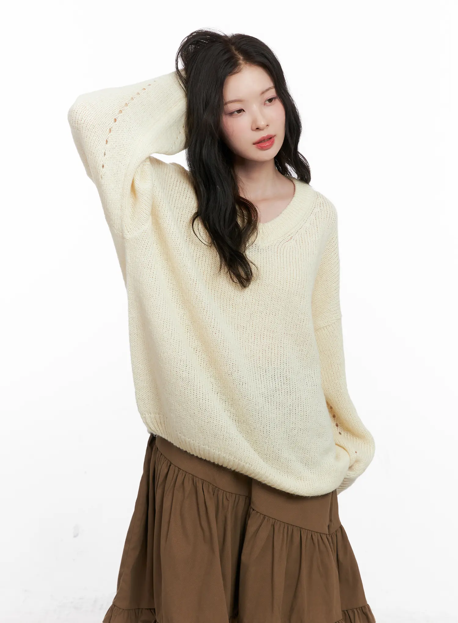 Oversized V-Neck Knit Sweater CO531 - Image 2