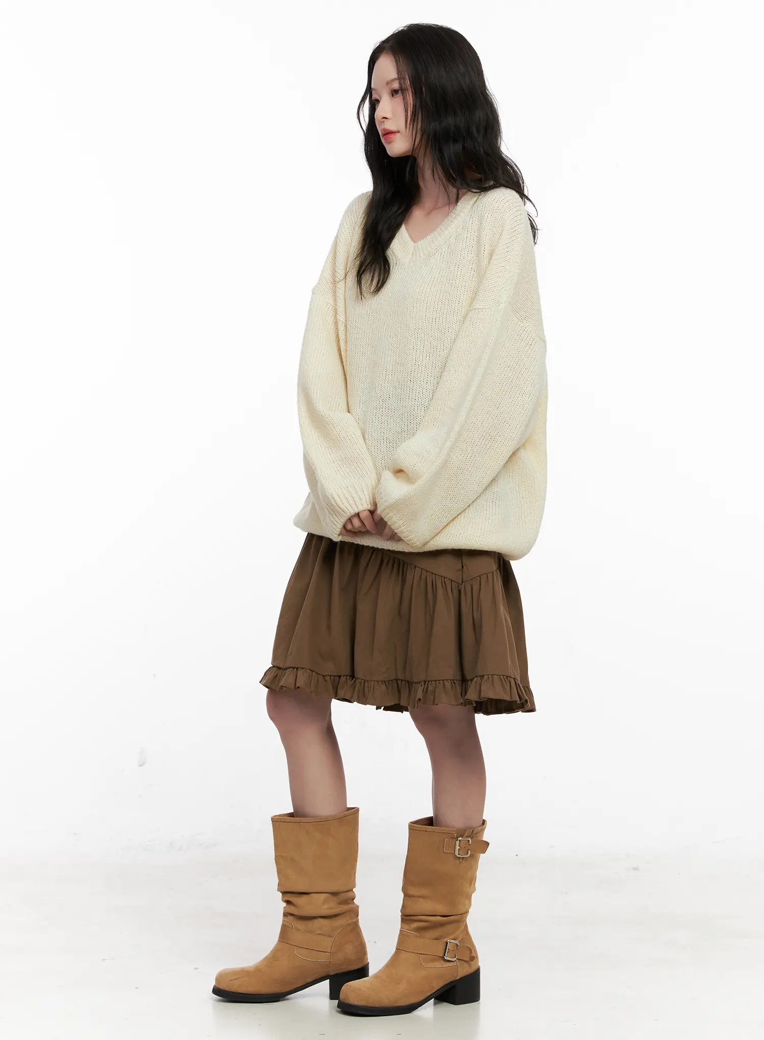 Oversized V-Neck Knit Sweater CO531 - Image 6