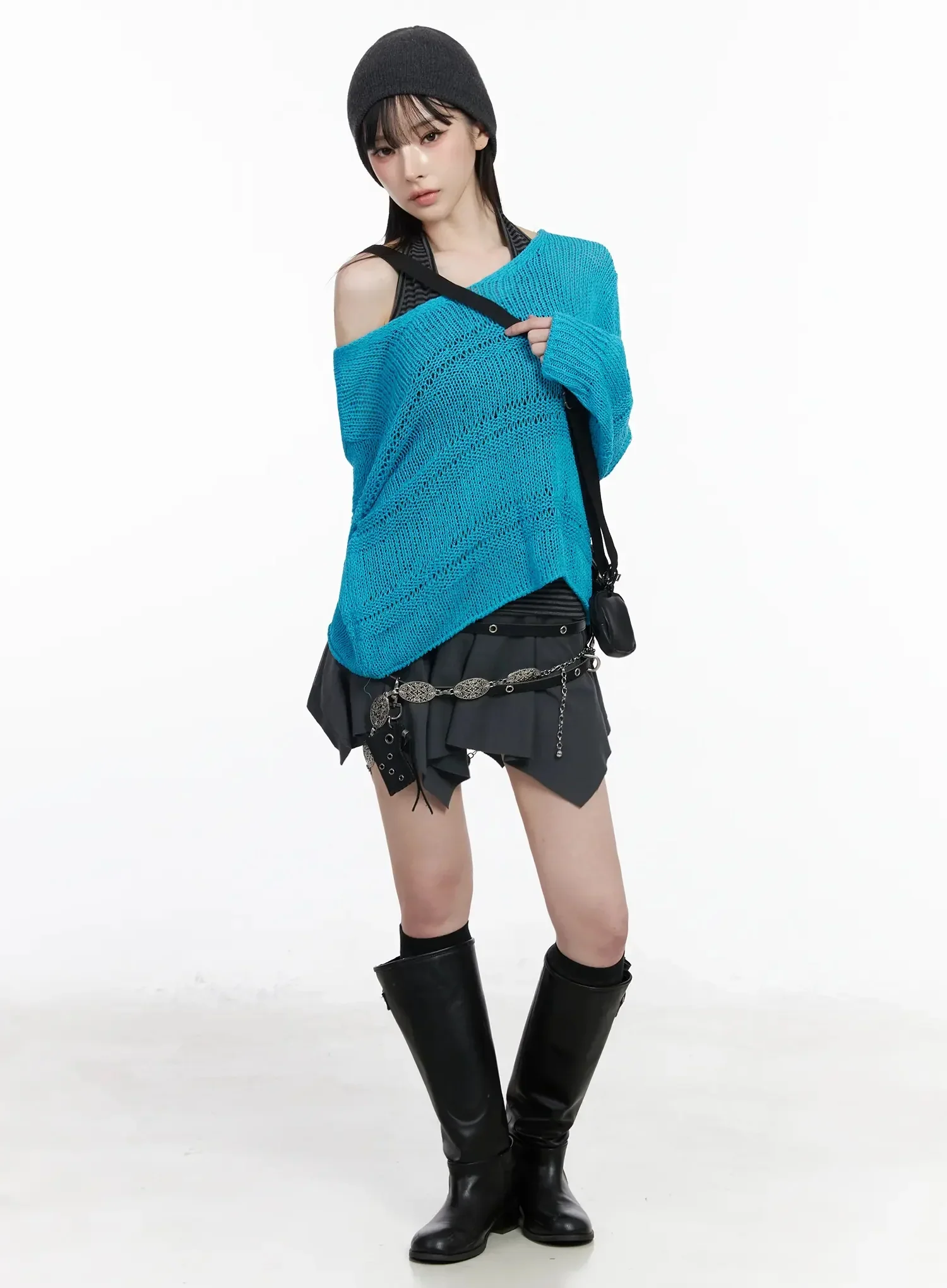 Oversized V-Neck Knit Sweater IY511 - Image 11