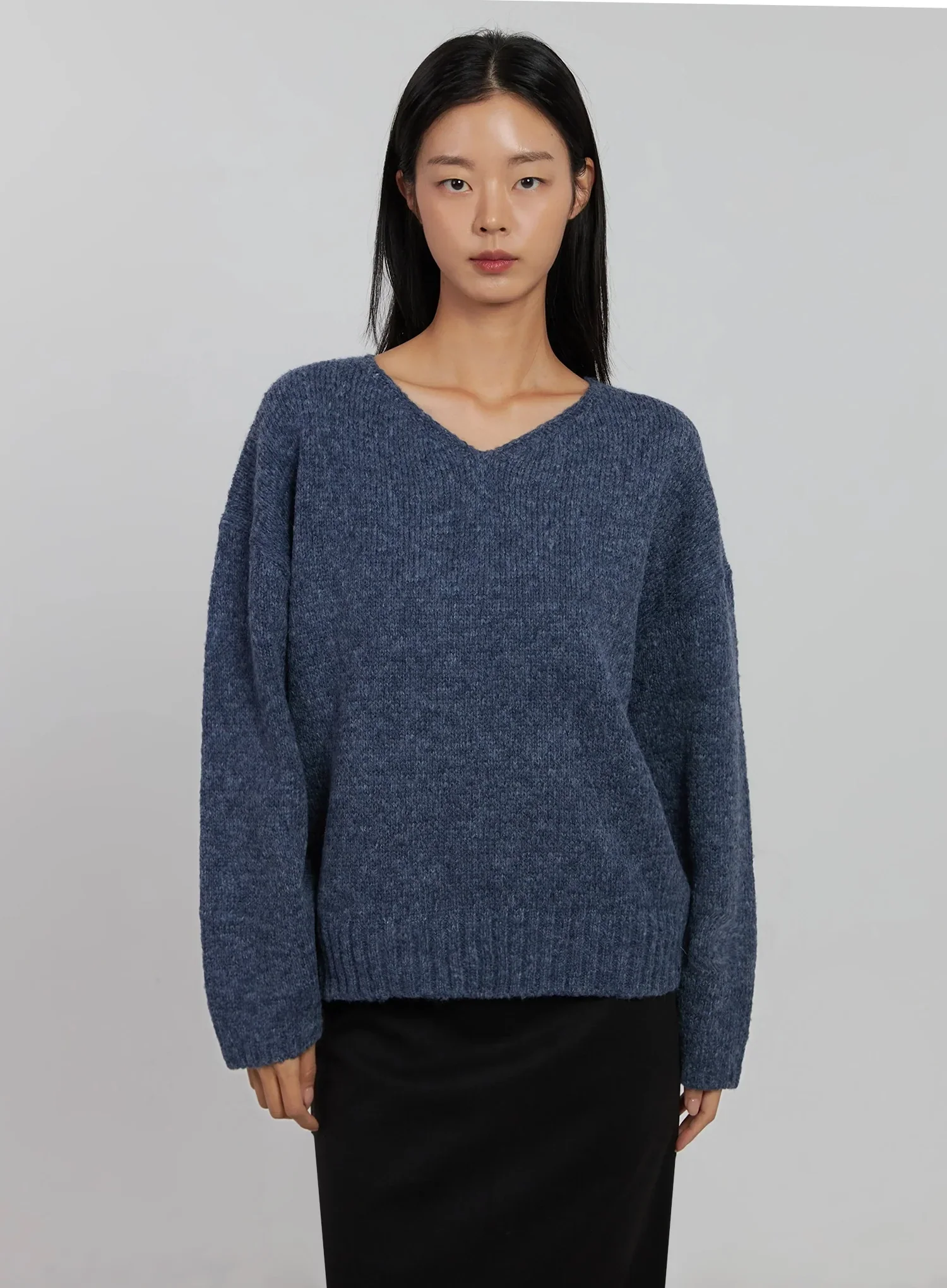 Oversized V-Neck Knit Top IJ508 - Image 12