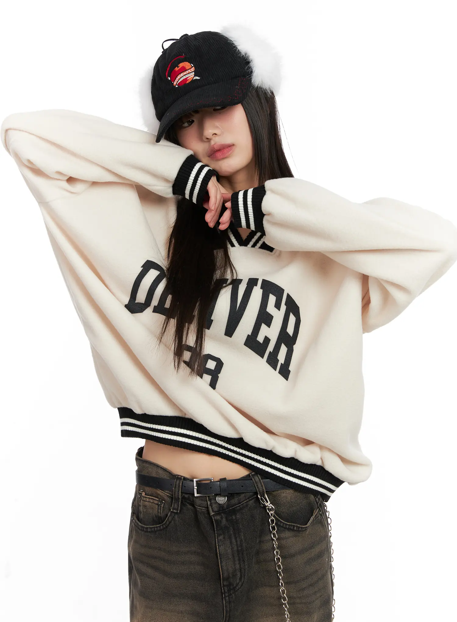 Oversized Varsity Style Sweatshirt CN521