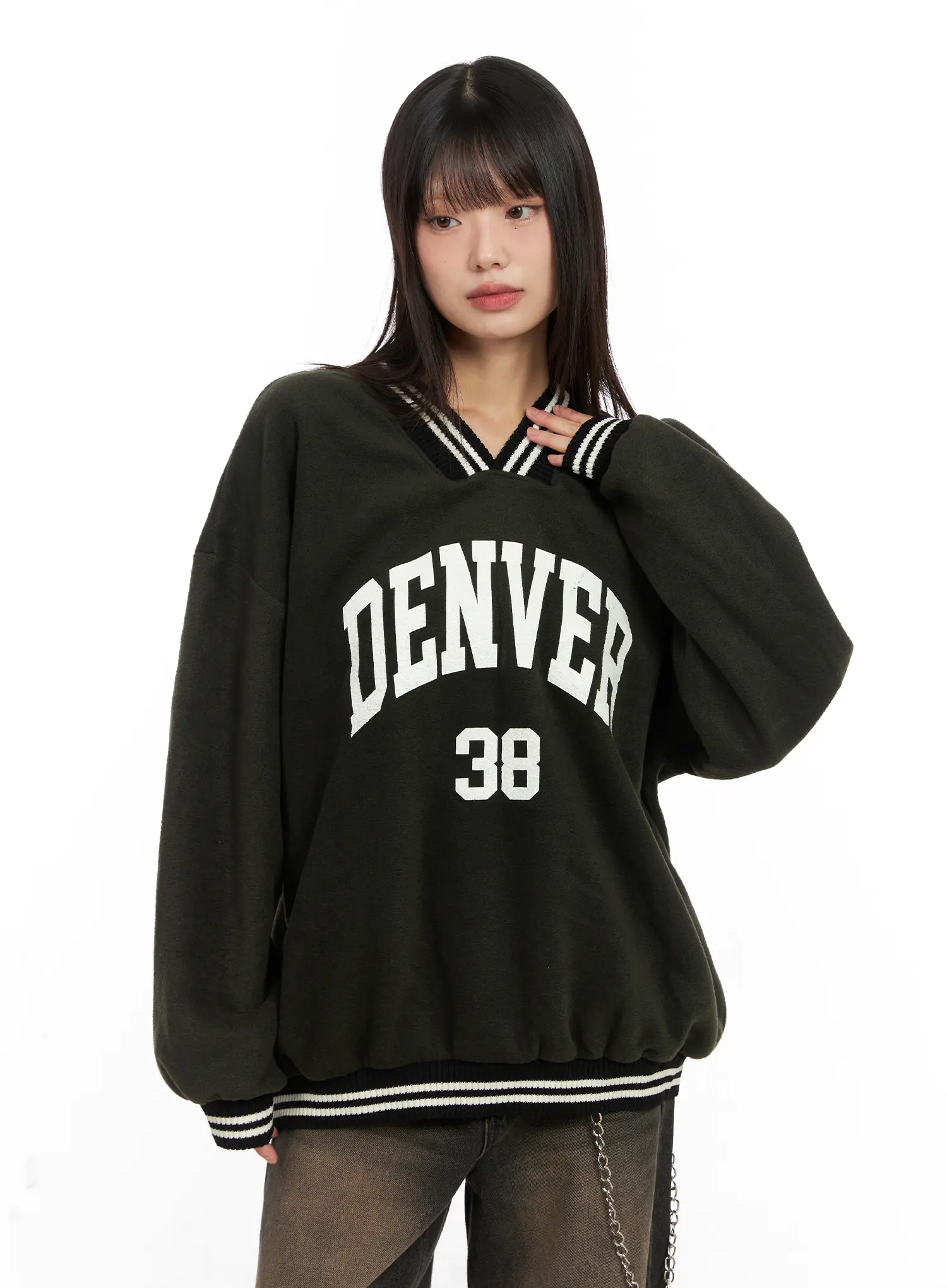 Oversized Varsity Style Sweatshirt CN521 - Image 10