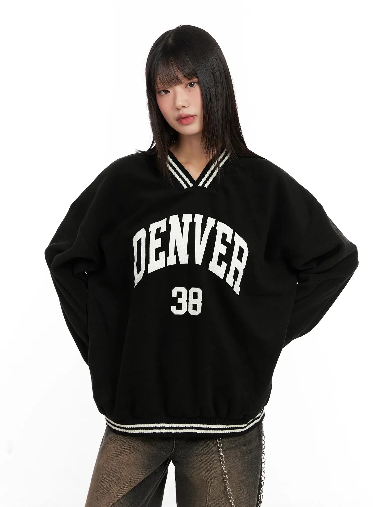 Oversized Varsity Style Sweatshirt CN521 - Image 11