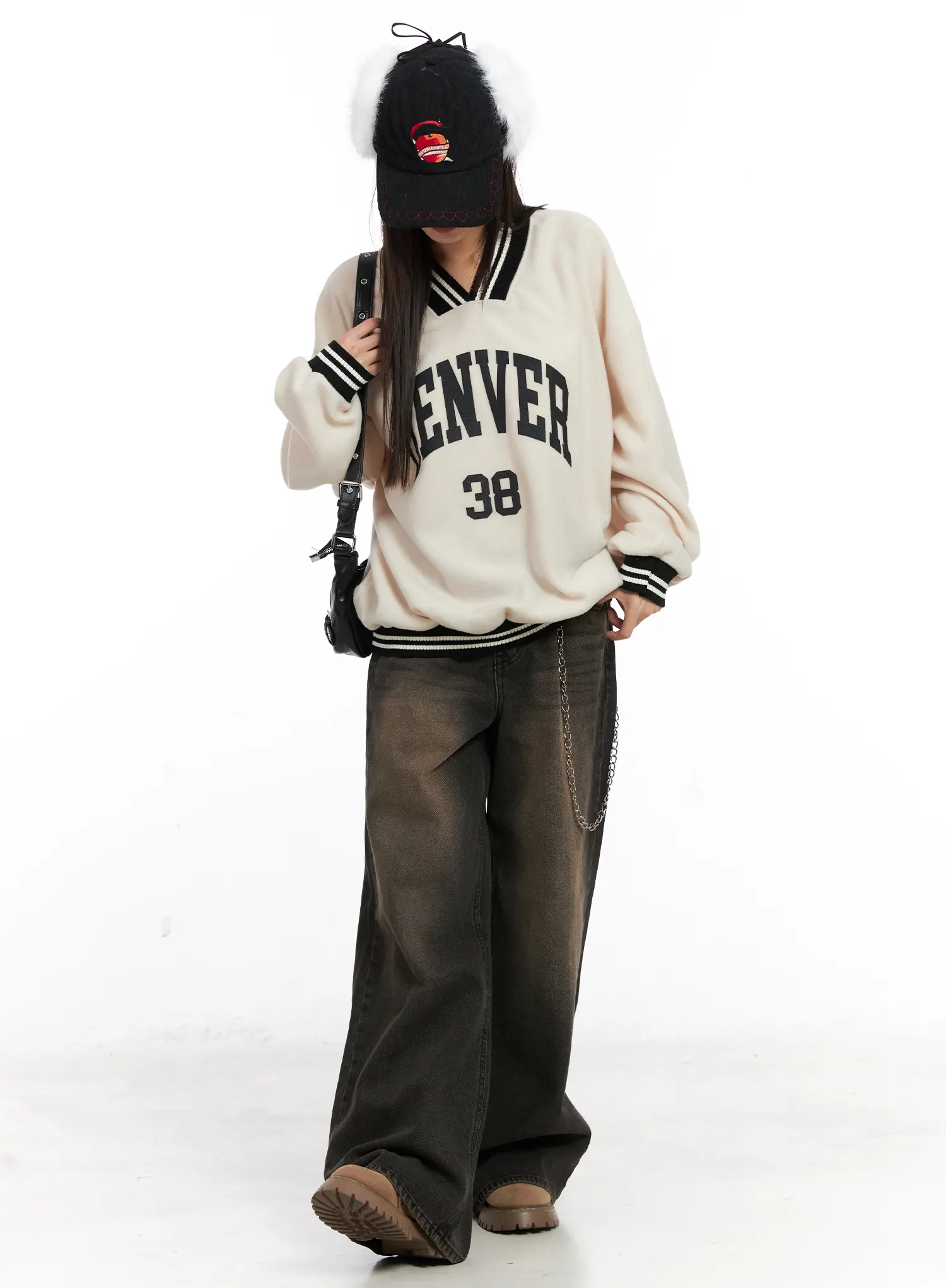 Oversized Varsity Style Sweatshirt CN521 - Image 2