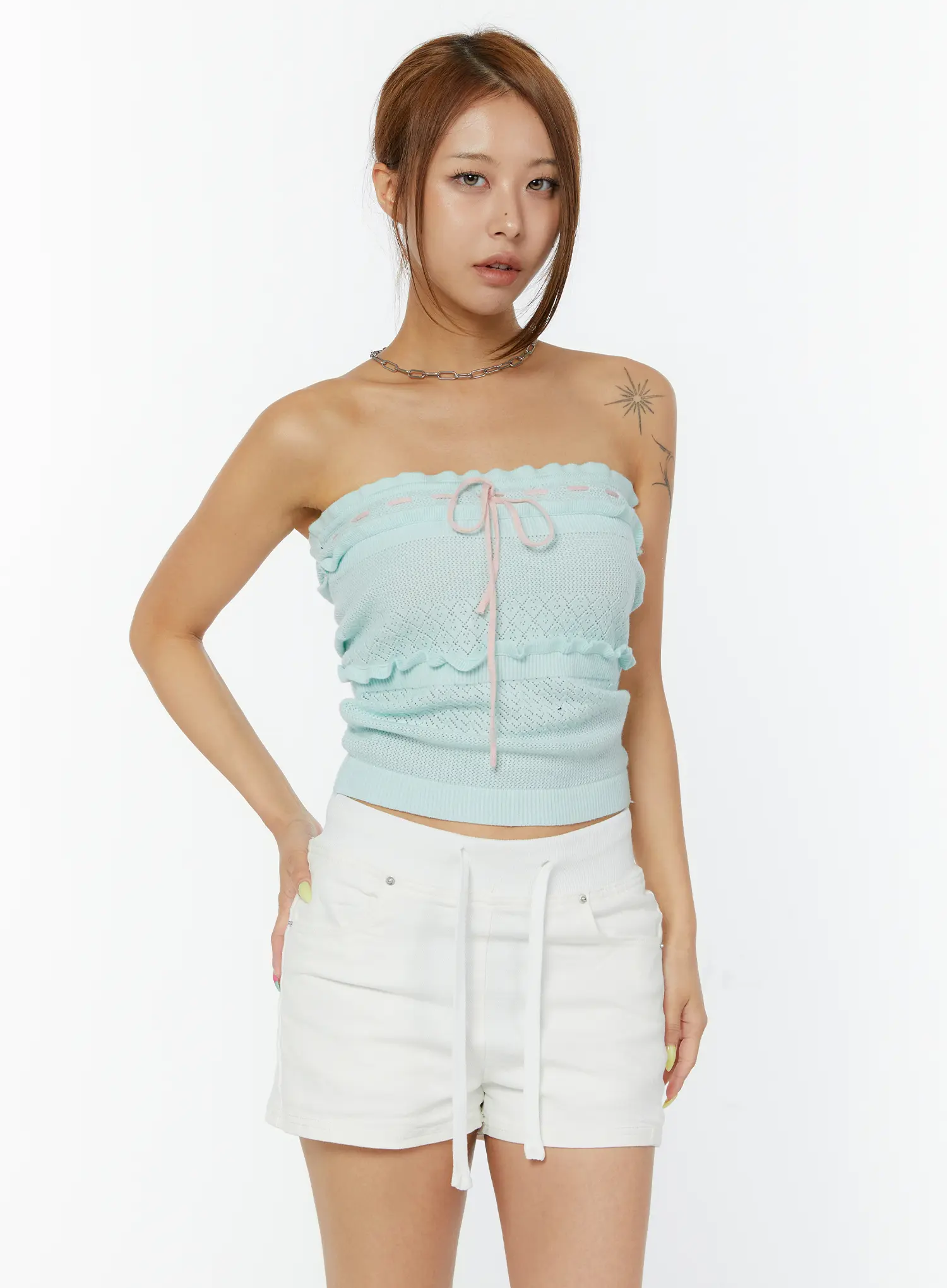 Pastel Knit Strapless Top CY520