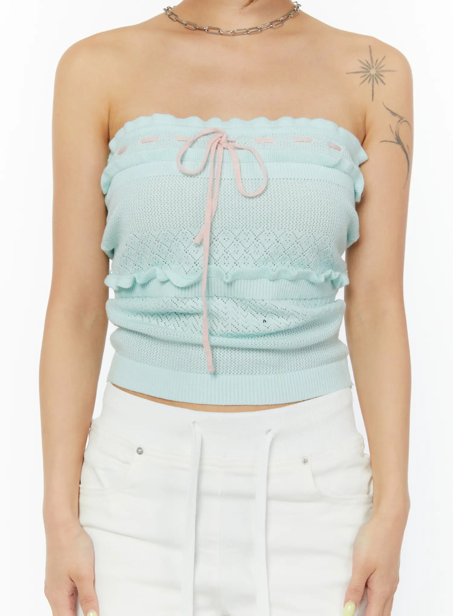 Pastel Knit Strapless Top CY520 - Image 4