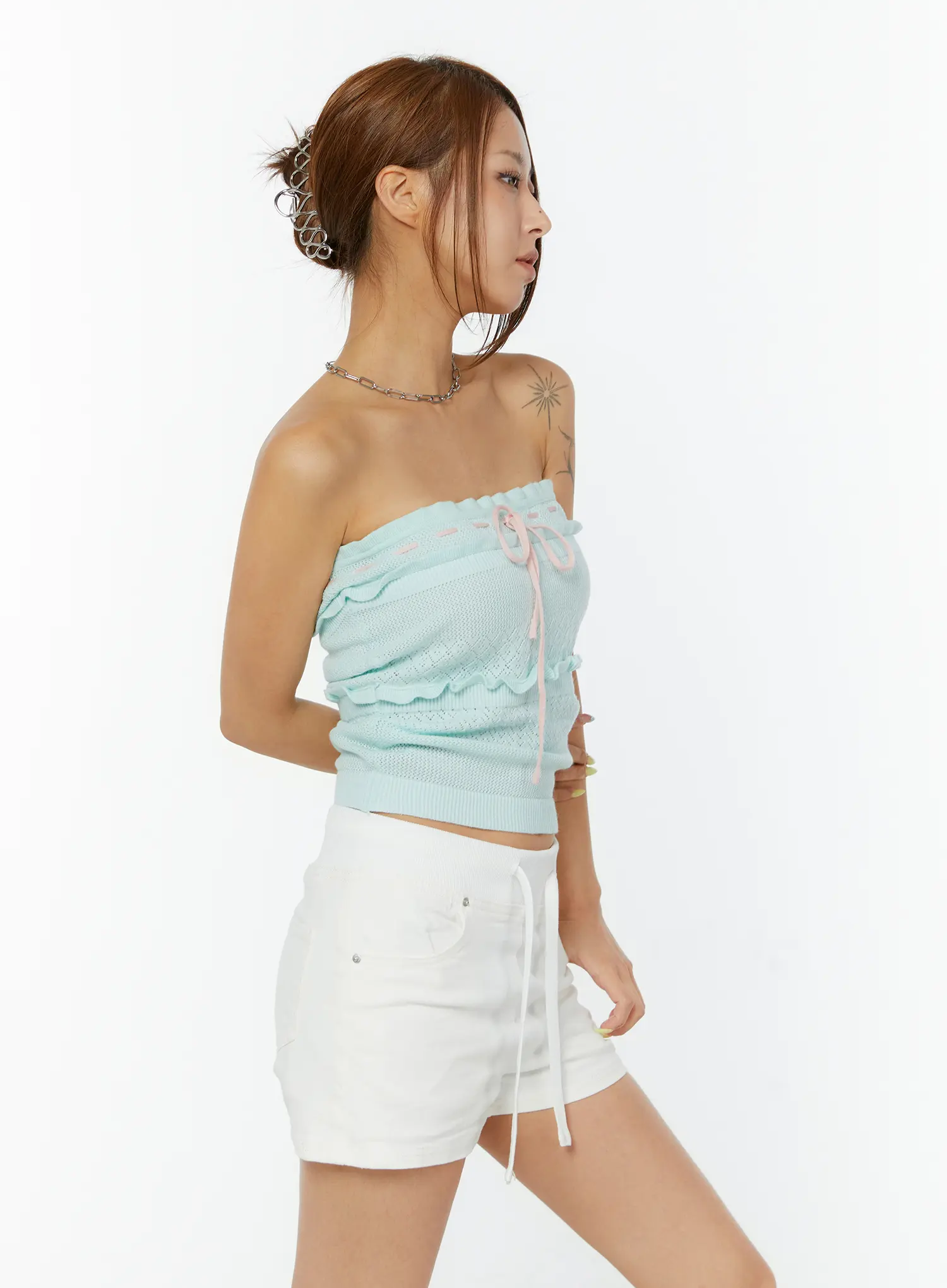 Pastel Knit Strapless Top CY520 - Image 6