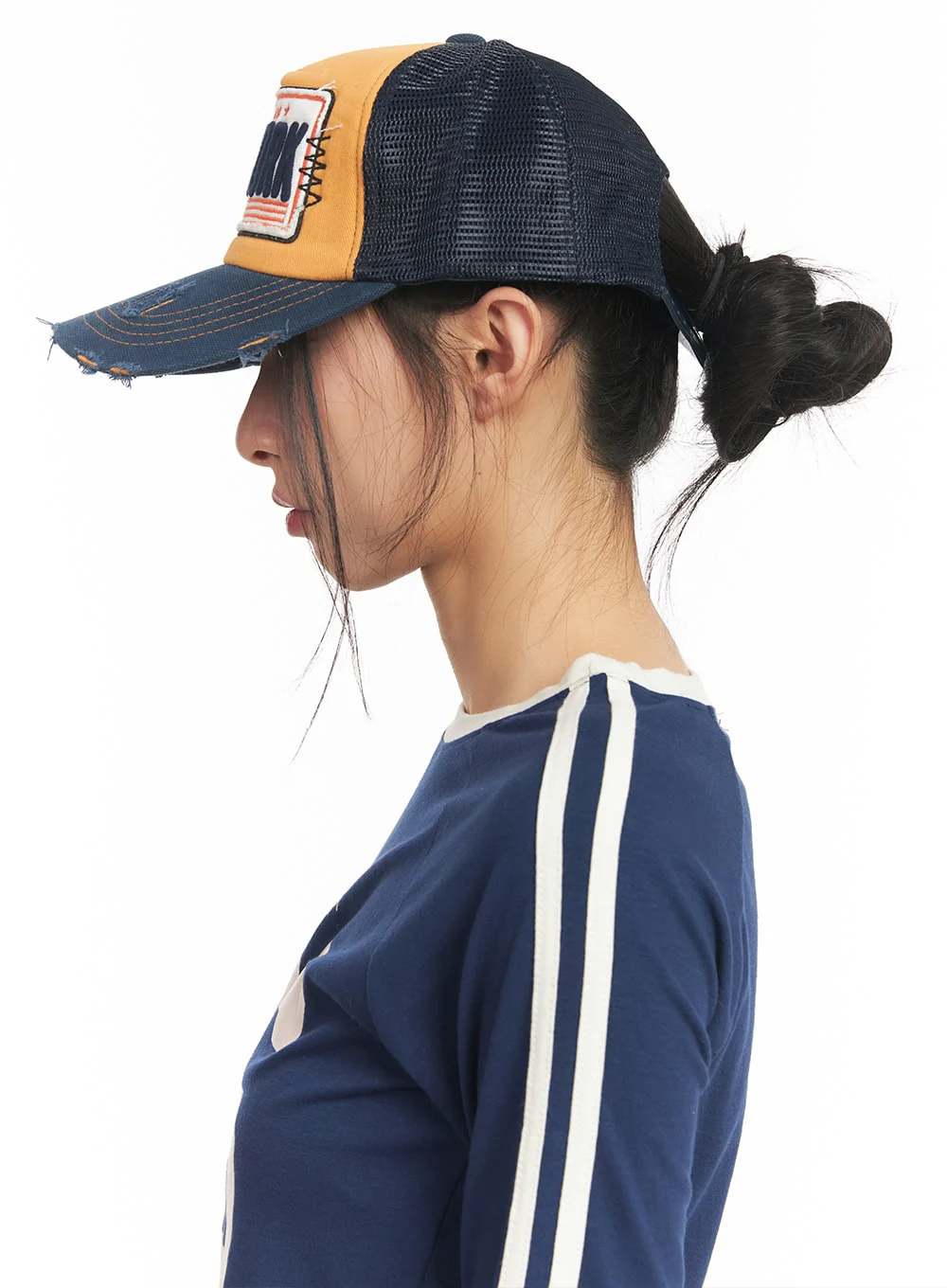 Patched Destroyed Denim Cap CM503 - Image 9