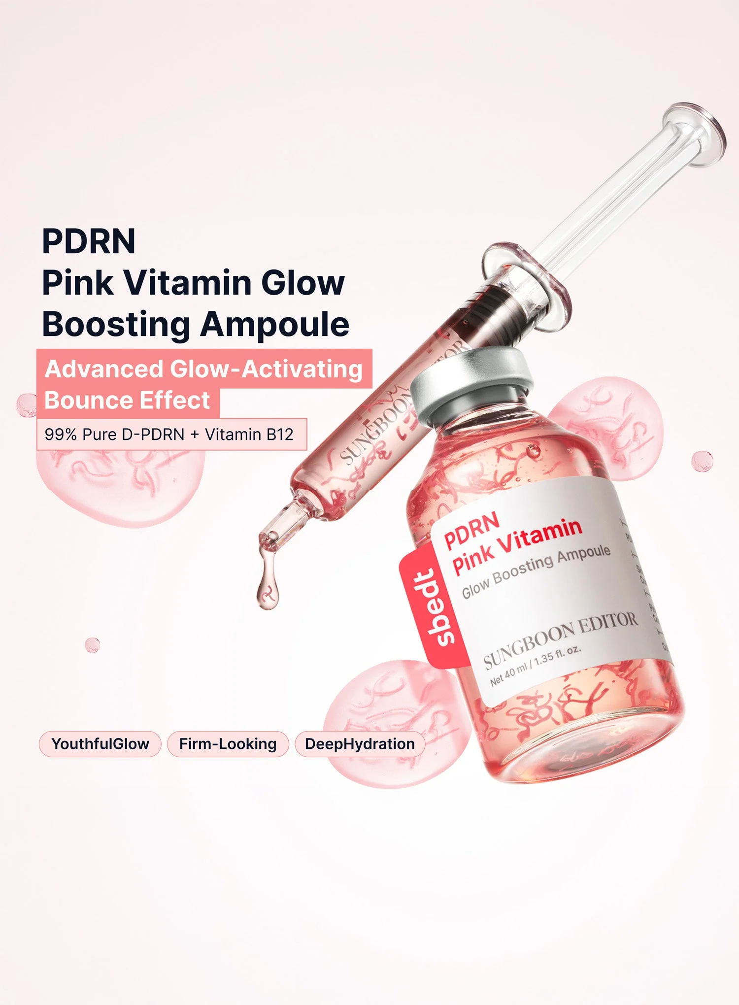 PDRN Pink Vitamin Glow Boosting Ampoule (40ml) - Image 3