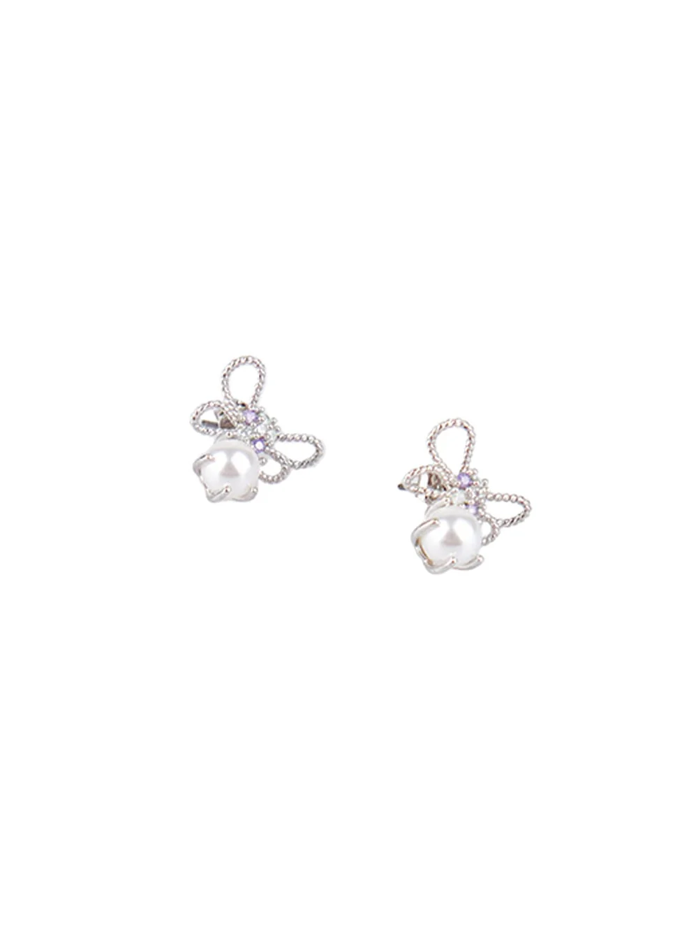 Pearl Ribbon Earrings CJ515 - Image 5