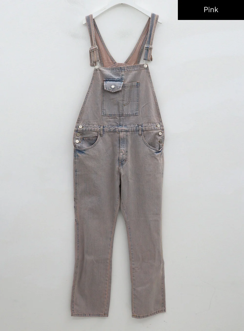 Pink Washed Overfit Denim Overalls CG16 - Image 10