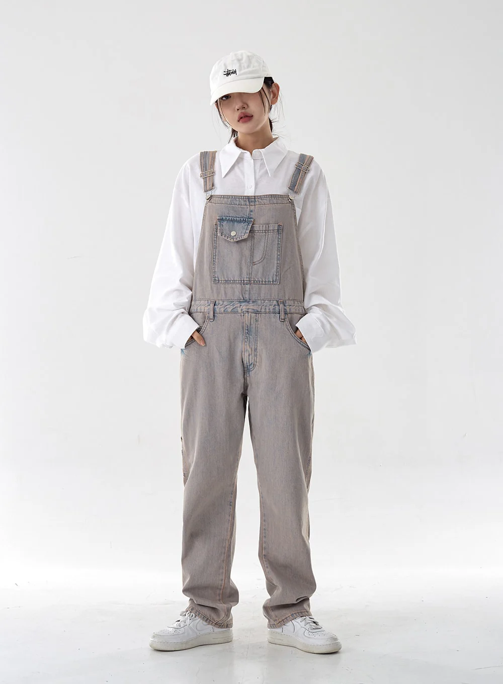 Pink Washed Overfit Denim Overalls CG16 - Image 2
