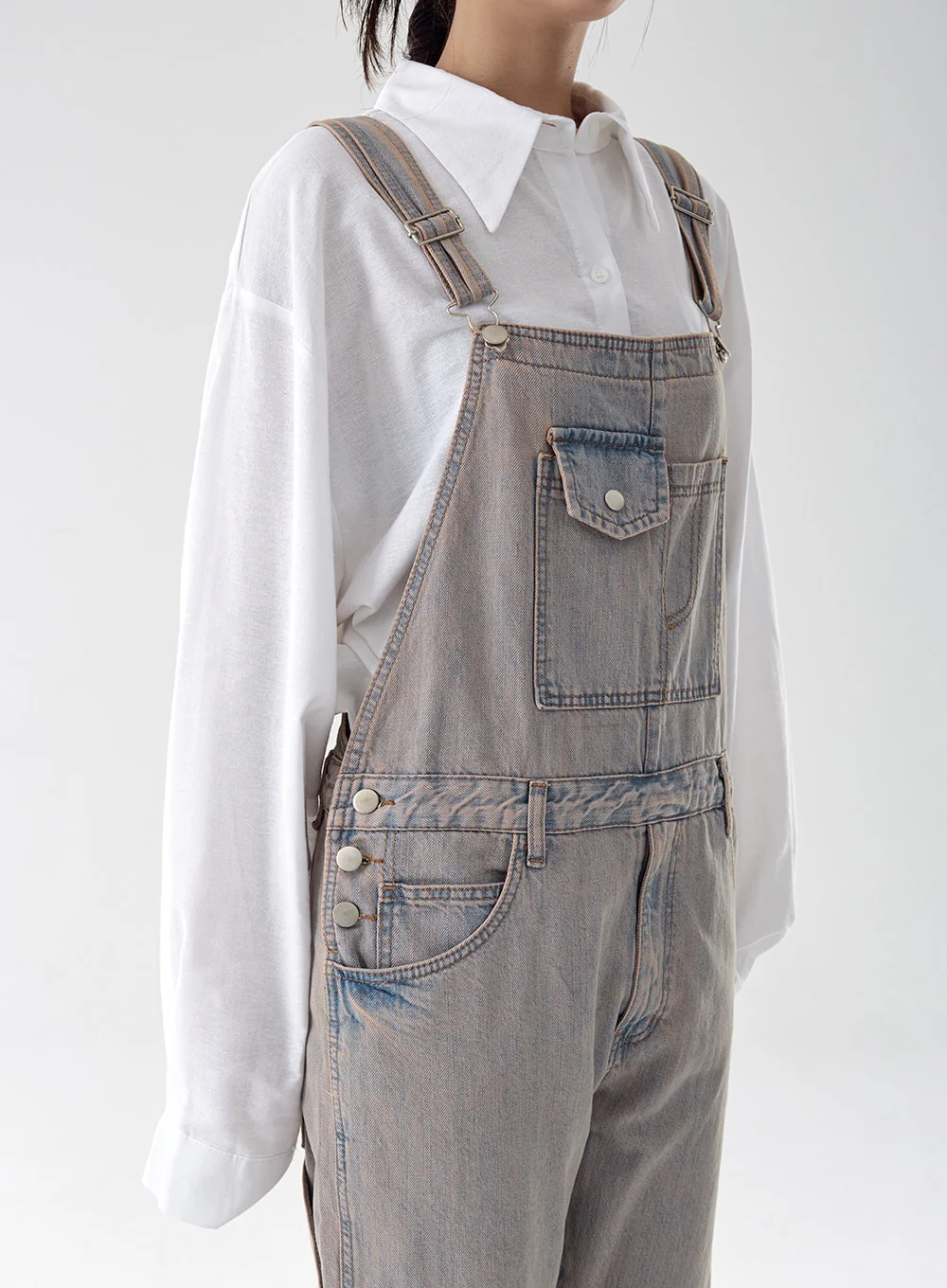 Pink Washed Overfit Denim Overalls CG16 - Image 3