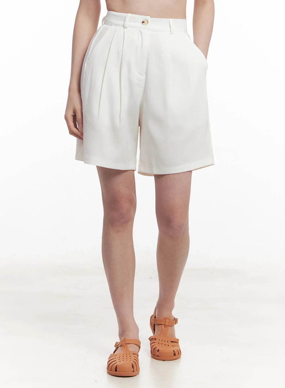 Pintuck Cotton Midi Shorts IY508