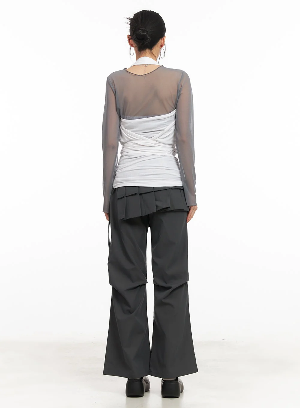 Pintuck Pleated Bootcut Skirt Pants CM503 - Image 6
