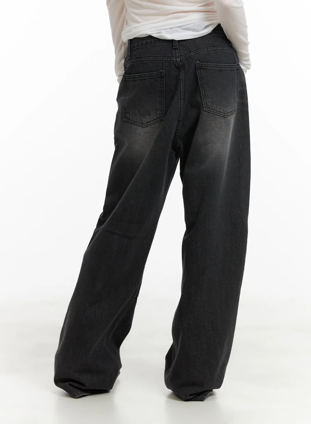 Pintuck Washed Denim Wide Leg Jeans CA419 - Image 6