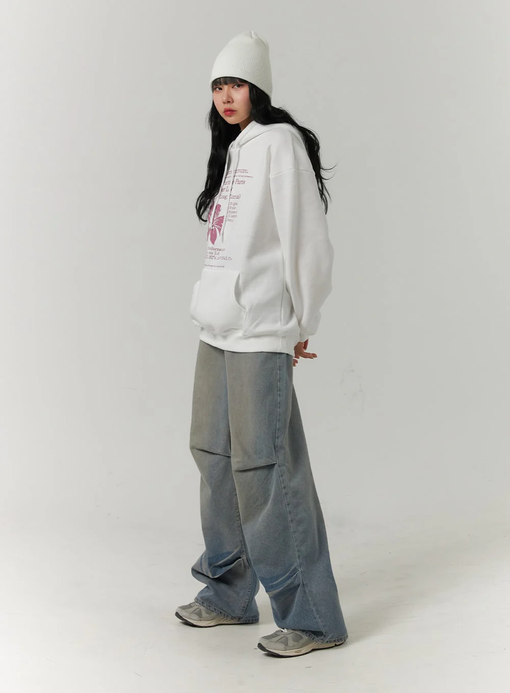 Pintuck Washed Denim Wide-Leg Jeans CJ418 - Image 3