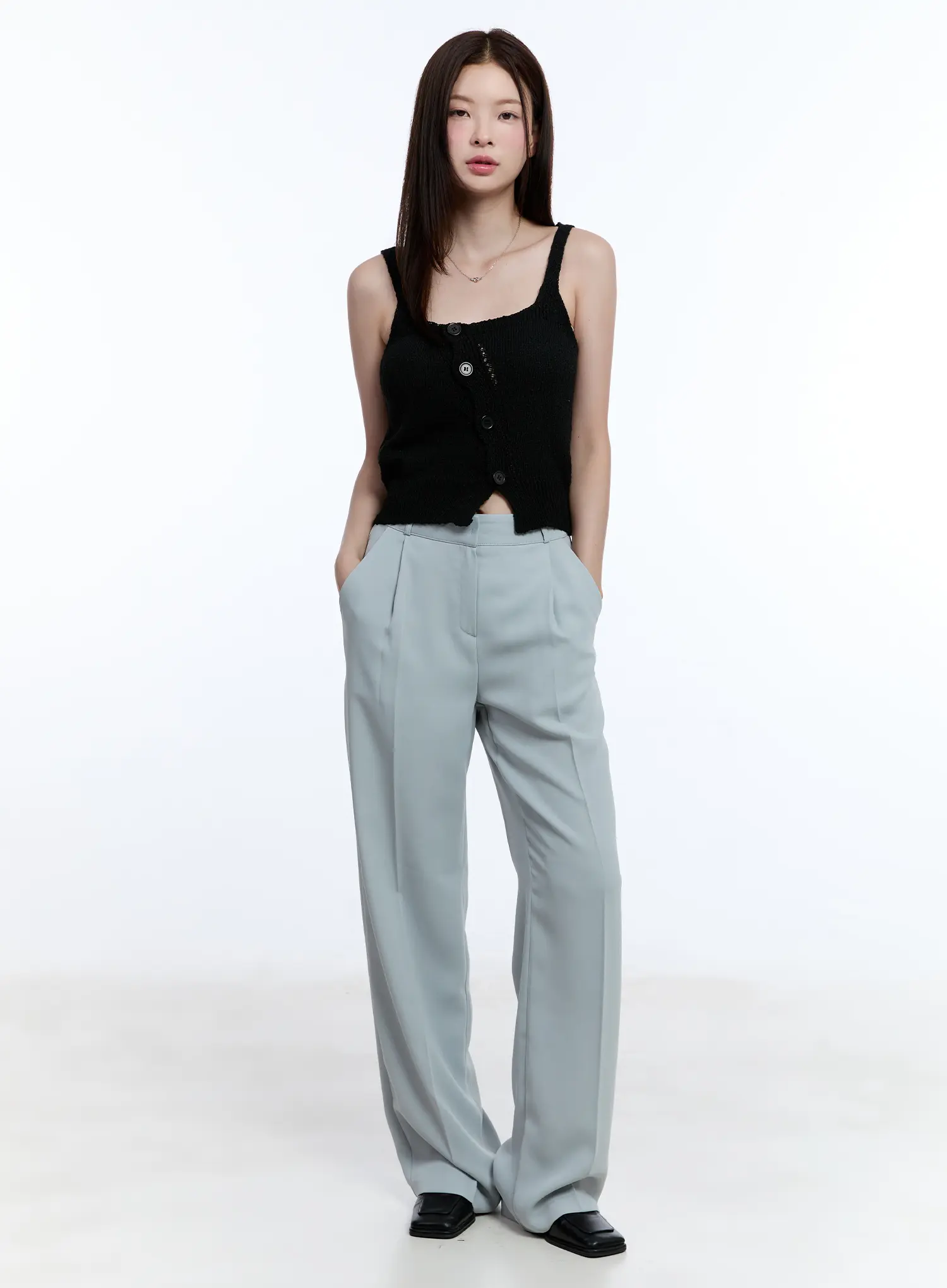 Pintuck Wide-Fit Pants CU513 - Image 2