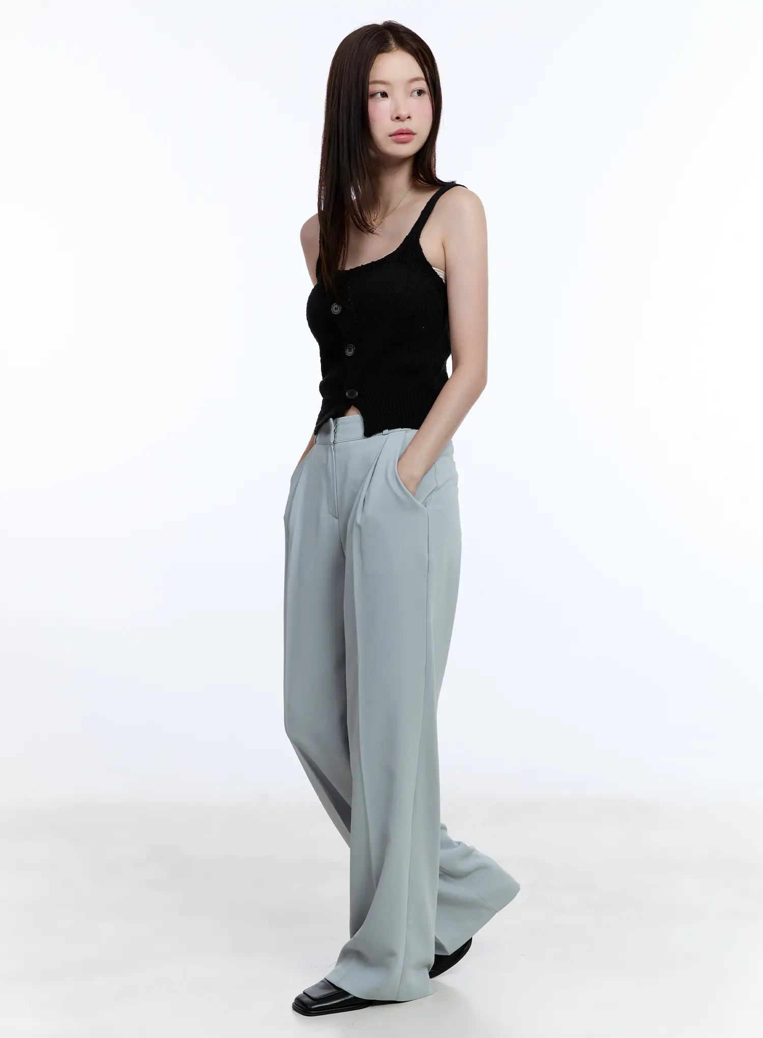 Pintuck Wide-Fit Pants CU513 - Image 4