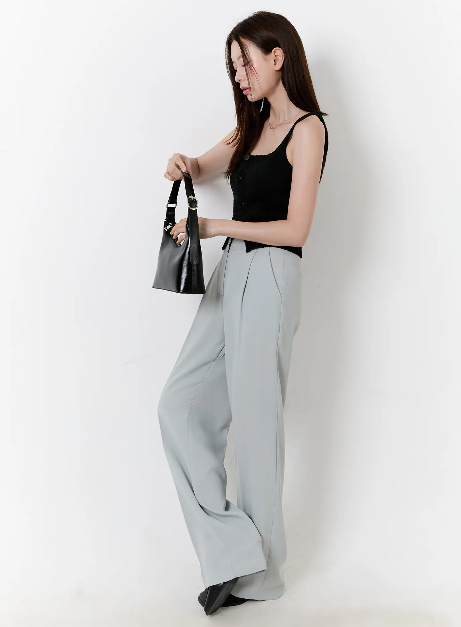 Pintuck Wide-Fit Pants CU513 - Image 9