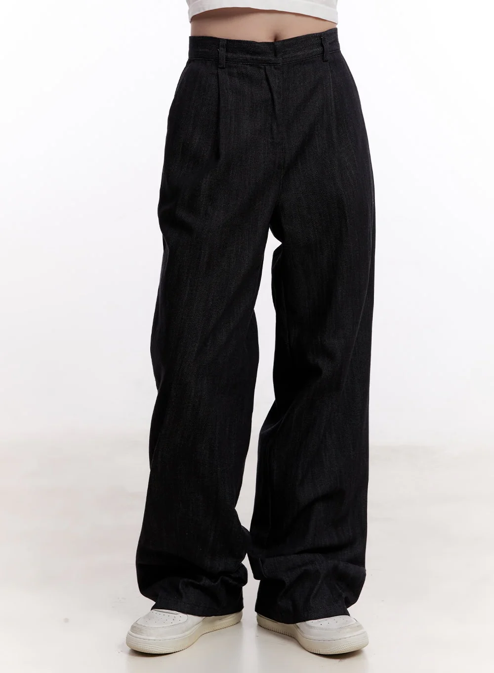 Pintuck Wide-Leg Denim Pants CM527