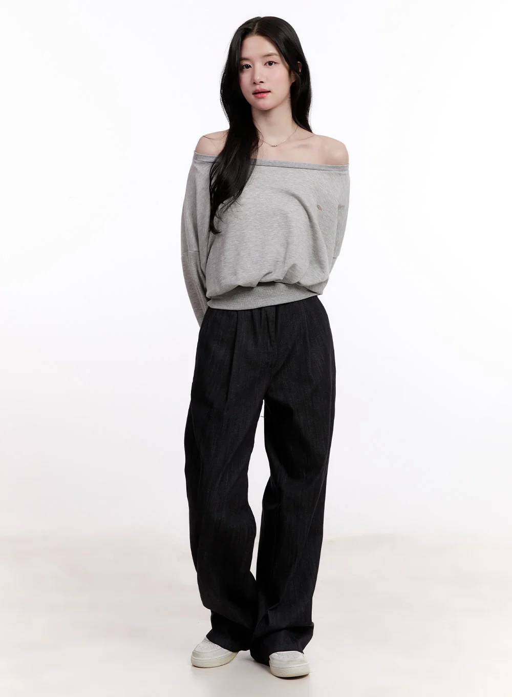 Pintuck Wide-Leg Denim Pants CM527 - Image 2
