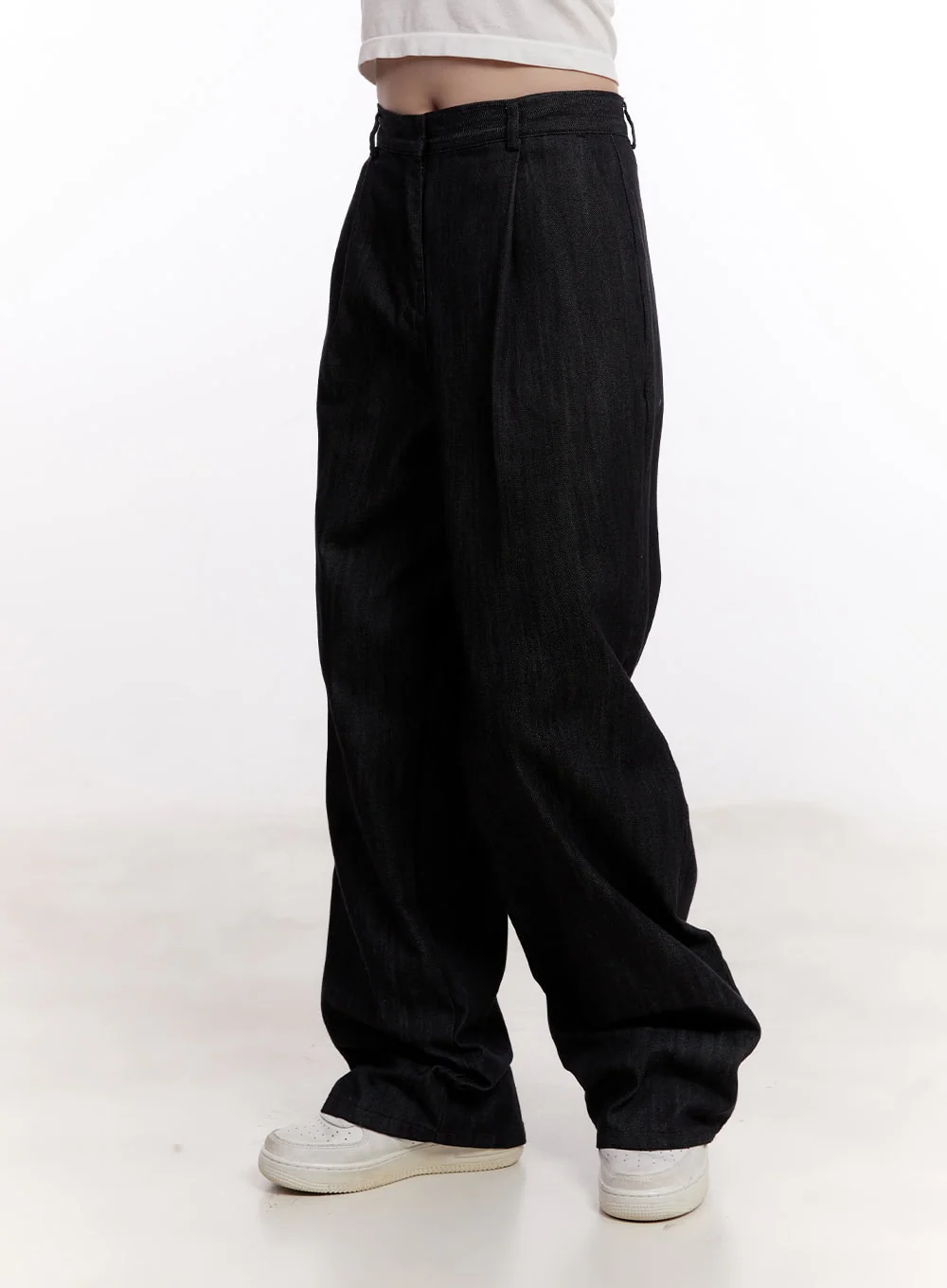 Pintuck Wide-Leg Denim Pants CM527 - Image 7