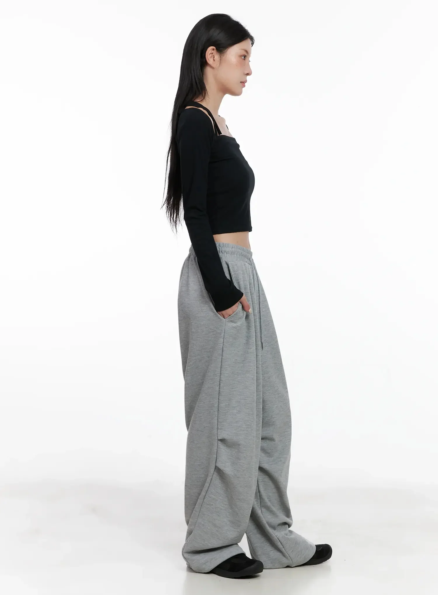 Pintuck Wide Leg Sweatpants IS508 - Image 6