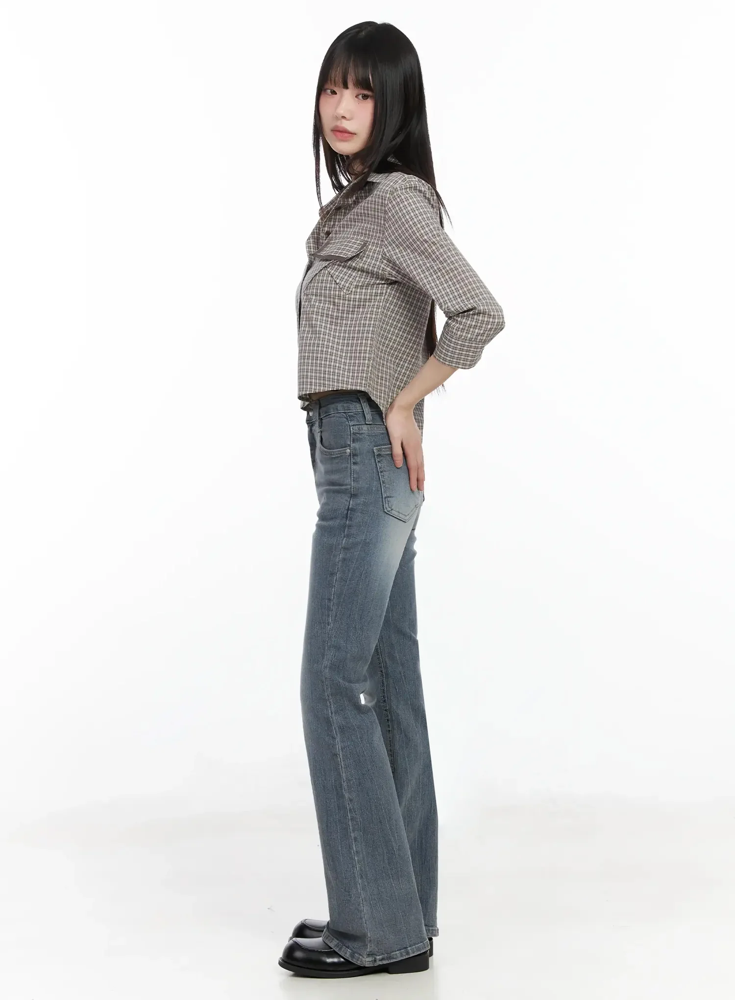 Plaid 3/4 Sleeve Shirt IM523 - Image 10