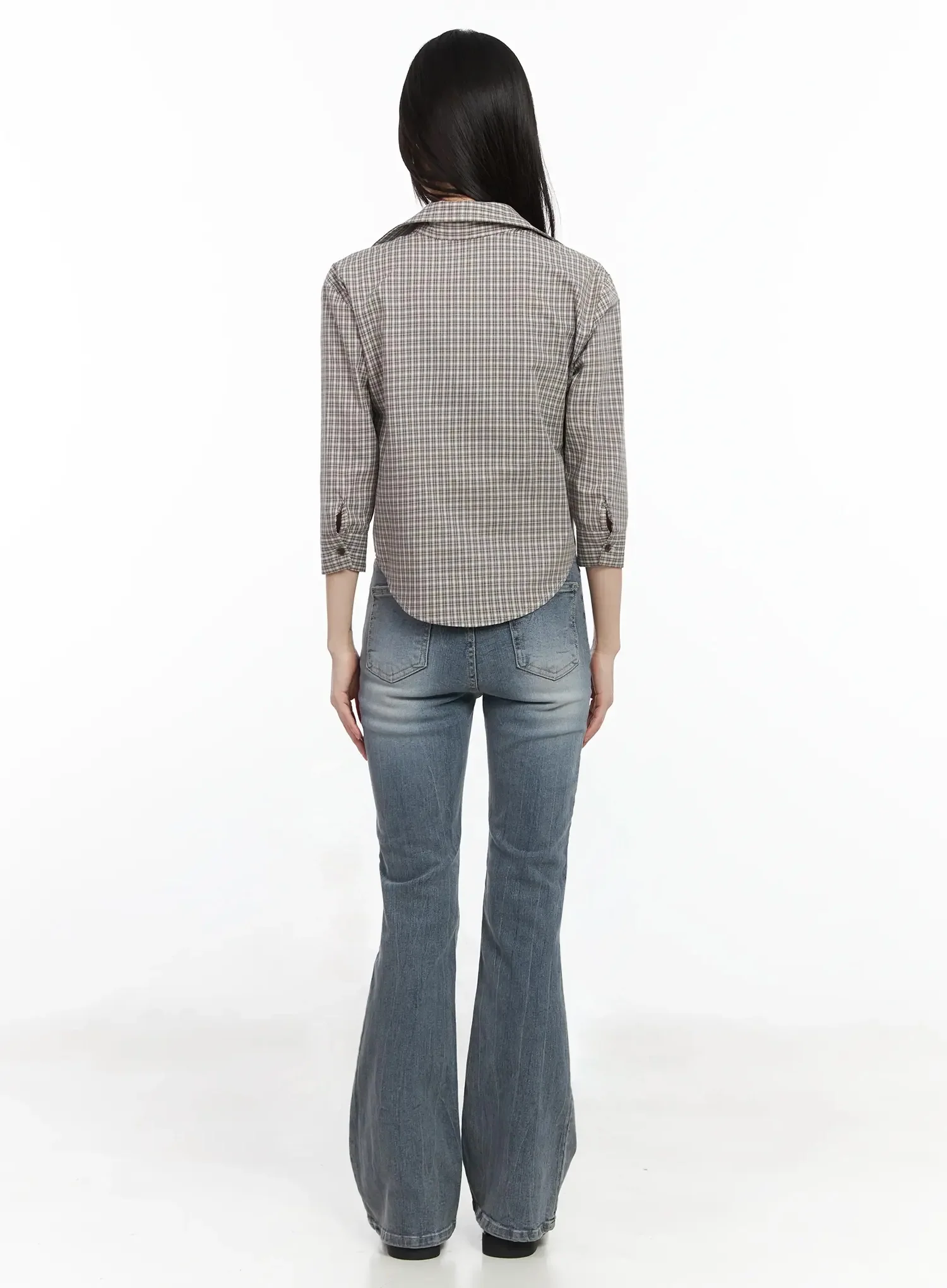 Plaid 3/4 Sleeve Shirt IM523 - Image 11