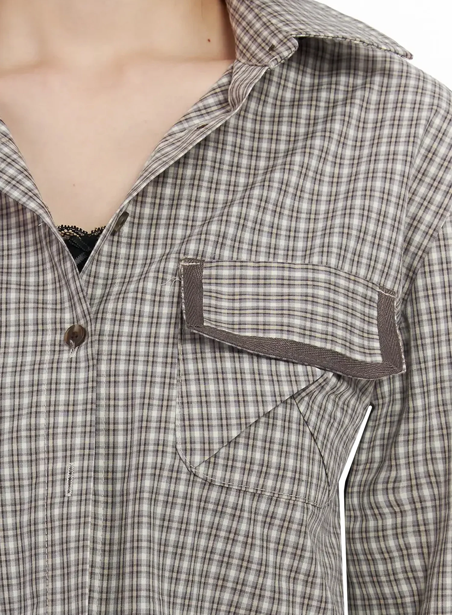 Plaid 3/4 Sleeve Shirt IM523 - Image 3